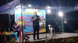 Caleg Nasdem dapil Batu Aji Arlon Veristo tengah berikan sambutan, Sabtu (16/12/2023).Foto:Rega/matapedia6