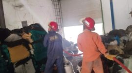 Petugas pemadam kebakaran BP Batam dan Pemko sedang berjibaku memadamkan api, Senin (4/12/2023). Foto:Dok- pemadaman BP Batam