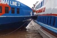 Tangkapan video amatir warga kapal Dumai Line dan Dumai Exspress, Senin (25/12/2023). Foto:Ist/matapedia6