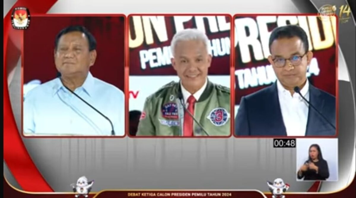 Tangkapan layar dari youtube KPU RI saat pelaksanaan debat Capres 2024 yang disiarkan langsung dari Istora Senayan Jakarta, Minggu (7/1/2024). Matapedia6.com/Nett