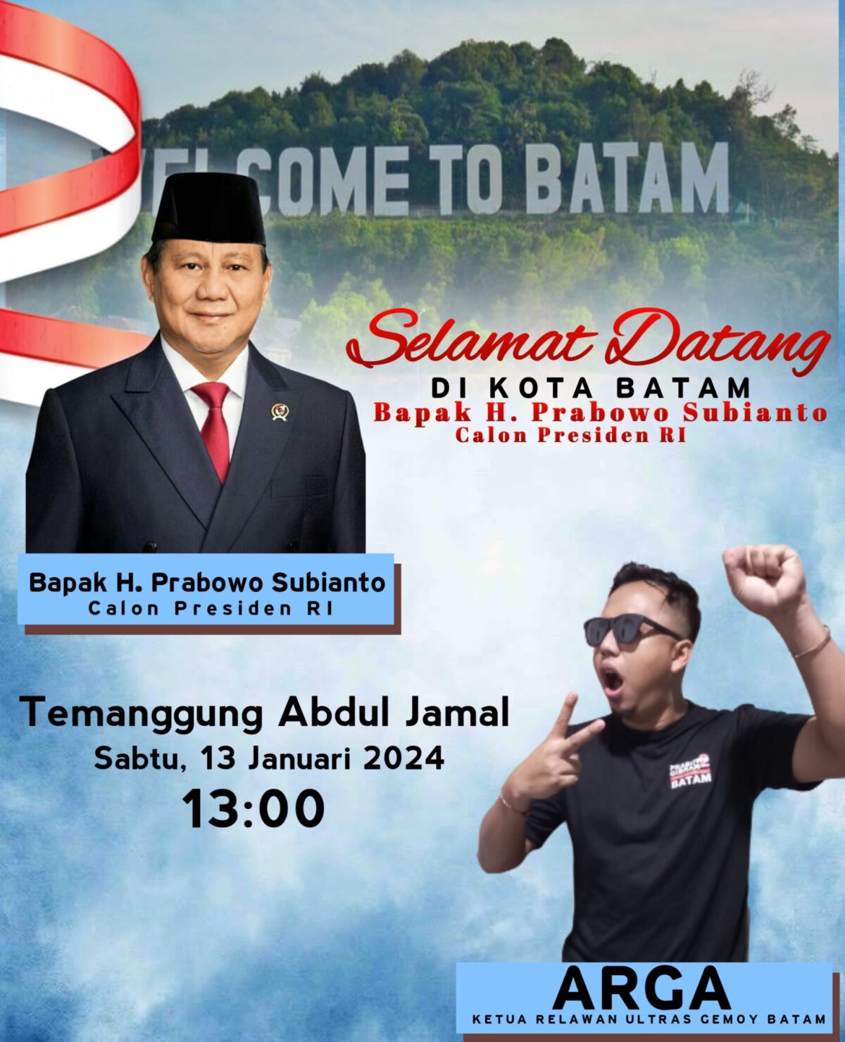 Gambar Prabowo akan berkunjung ke Batam. Foto:Istimewa/matapedia6