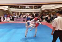 Peserta Taekwondo Turnamen bertanding, Sabtu (13/1/2024). Foto:rega/matapedia6