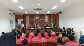 Sidang lanjutan kericuhan Bela Rempang Galang di PN Batam, Senin (8/1/2024). Foto:rega/matapedia6