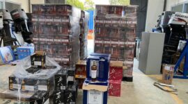 Ribuan minuman keras dari dalam kontainer yang diduga tidak memiliki dokumen lengkap disimpan di Gudang hasil penindakan Bea Cukai di Tanjunguncang, Kamis (1/2/2024). Matapedia6.com/ Dok Bea Cukai