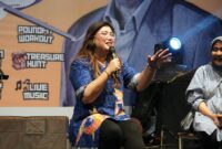 Kepala Biro Humas, Promosi, dan Protokol BP Batam, Ariastuty Sirait saat menjadi narasumber dalam Talkshow Big Food Festival di Pollux Habibie, Kamis (1/2/2024). Foto:Dok/Humas BP Batam