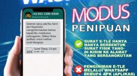Pesan penipuan tilang elektronik melalui aplikasi whatshap yang diterima masyarakat. Matapedia6.com/Humas Polda