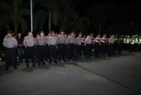 Personel Polda Kepri melakukan apel sebelum melakukan pengamanan malam perayaan imlek di Kota  Batam, Jumat (9/2/2024). Matapedia6.com/ Dok Humas Polda Kepri