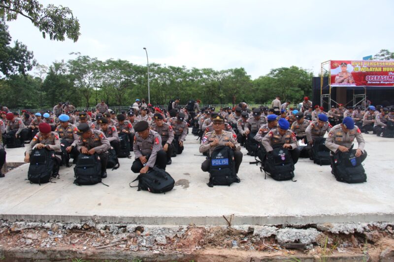 Personel BKO dari Polresta Barelang gelar Apel sebelum dikirim ke tempat tugas ke TPS yang tersebar di Kota Batam. Matapedia6.com/Dok Humas Polresta