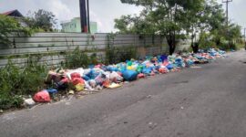 Tumpukan sampah berserakan di jalan raya Dapur 12, Kelurahan Sei Pelunggut, Sagulung, Senin (26/2/2024). Foto:Ramadan/matapedia6