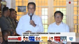 Calon presiden nomor Urut 1 Anies Baswedan dan Muhaimin Iskandar saat melaksanakan konferensi pers di Markas TimNas AMIN, di jalan Diponegoro, Menteng, Jakarta, Rabu malam (14/2/2024). Matapedia6.com/Screenshot youTube
