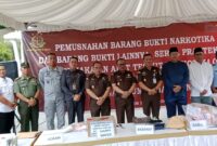 Pemusnahan barang bukti perkara Narkotika di Kejari Batam, Rabu (6/3/2024). Foto:Zal-matapedia6
