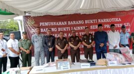 Pemusnahan barang bukti perkara Narkotika di Kejari Batam, Rabu (6/3/2024). Foto:Zal-matapedia6