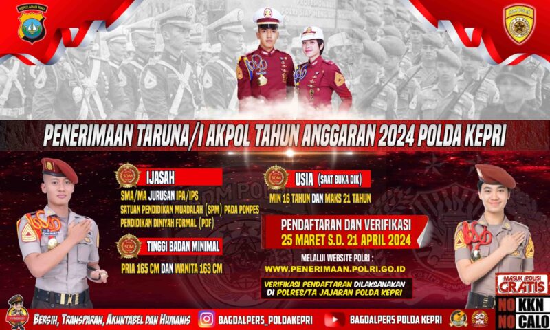Banner pengumuman penerimaan Akpol tahun 2024. Matapedia6.com/ Istimewa