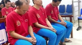 Tiga tersangka dihadirkan dalam persidangan lanjutan dengan agenda mendengarkan keterangan saksi ahli, pada Senin (22/4/2024). Matapedia6.com/ Istimewa