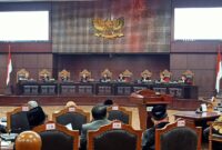 Sidang pleno pengucapan putusan atas sengketa Pilpres oleh Majelis Hakim di Gedung Sidang Mahkamah Konstitusi (MK) Jakarta Pusat, Kamis (27/6/2019). (ANTARA/Andi Firdaus)