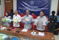 Badan Narkotika Nasional Provinsi (BNNP) Kepri saat ekspos kasus penangkapan kurir narkotika dan  amankan barang bukti 25 kilogram sabu dan 40 ribu butir ekstasi, Rabu (3/4/2024). Matapedia6.com/ luci