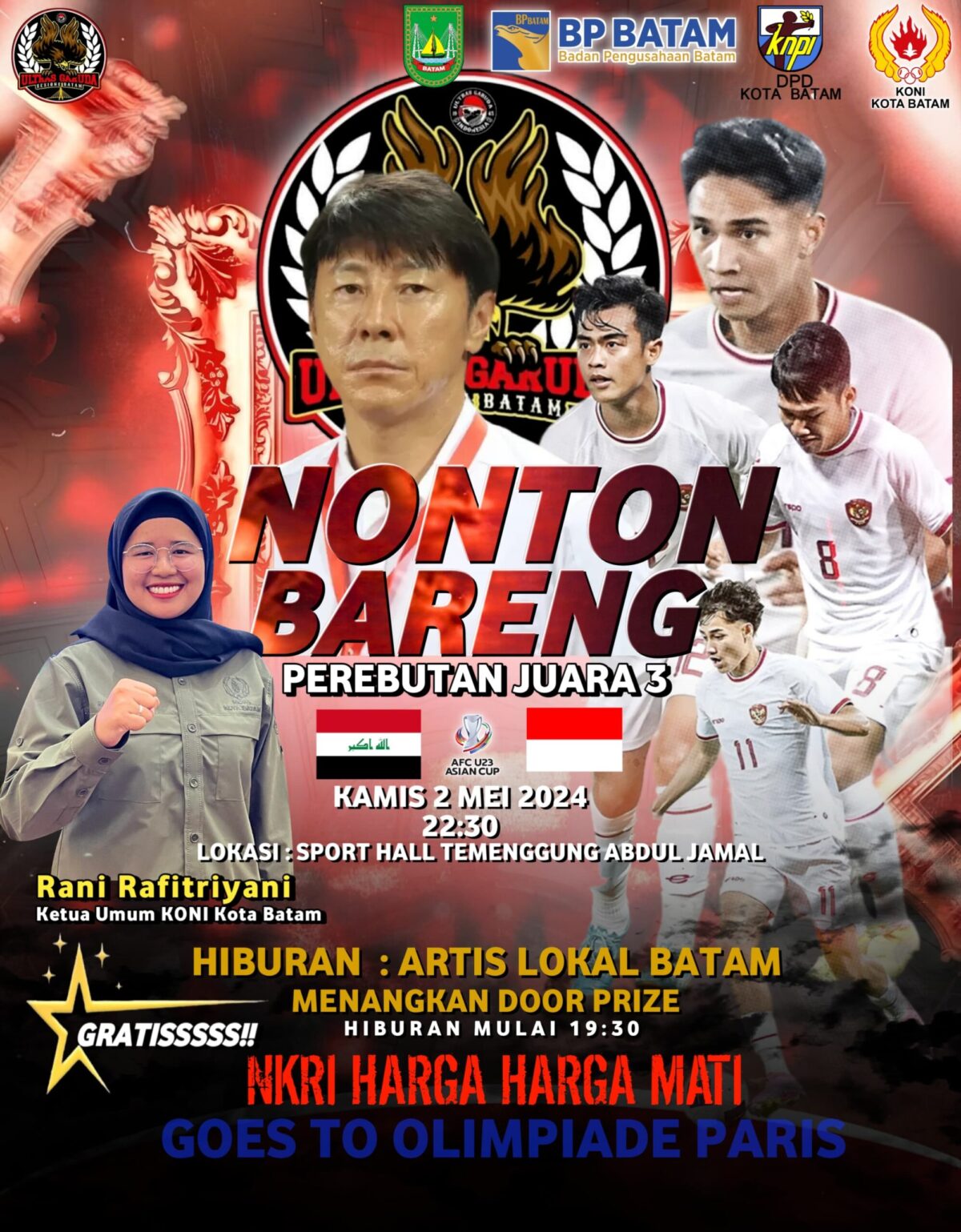 Ketua Koni Batam ajak masyarakat nobar. Foto:Istimewa