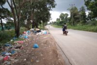 Tumpukan sampah dipinggir jalan menuju Pelabuhan Sagulung, Kota Batam Provinsi Kepri, Sabtu (11/5/2024). Matapedia6.com/Luci