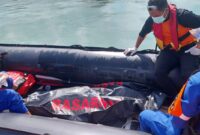 Petugas Tim SAR Gabungan melakukan evakuasi terhadap jenazah pria yang melompat dari jembatan empat Barelang Batam, Jumat (17/5/2024). Matapedia6.com/Dok Basarnas