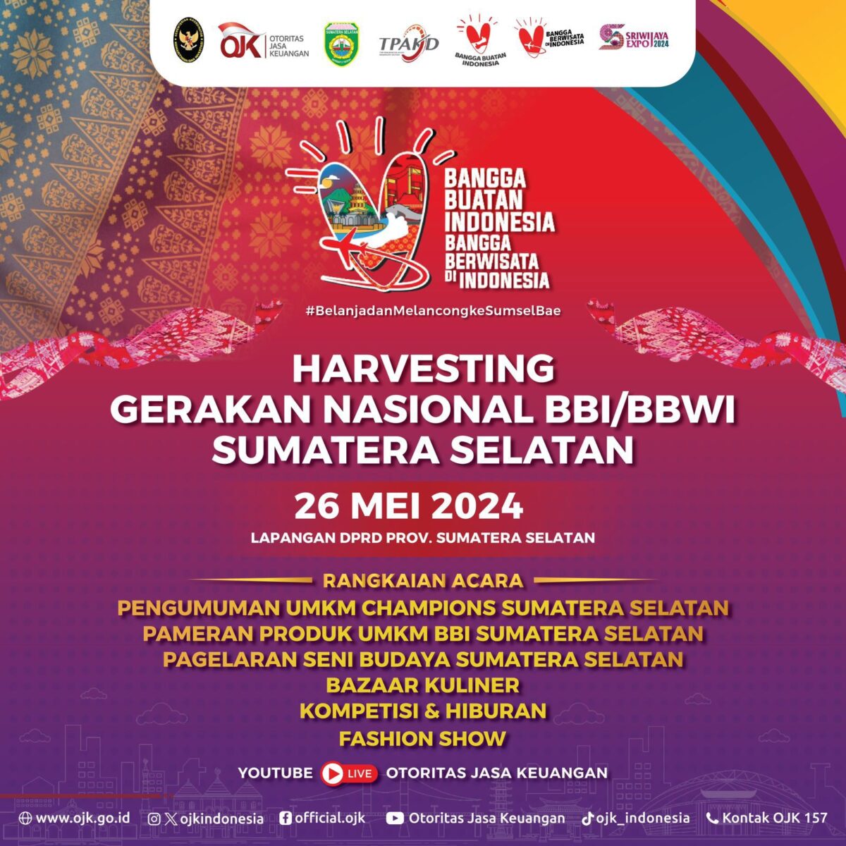 Otoritas Jasa Keuangan (OJK) bersama Pemerintah Daerah Provinsi Sumatera Selatan (Provinsi Sumsel) akan menggelar kegiatan puncak semarak (Harvesting). (Foto: OJK)