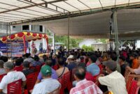 Muhammad Rudi saat di acara silaturahmi dengan masyarakat Karimun, Minggu (26/5/2024). Foto:Ist