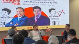 CEO Lifepack & Co-Initiator Startup Lokal, Natali Ardianto (paling kiri) dan Deputy EVP CX & Digitalization Telkom, Fauzan Feisal (tengah) dalam sesi diskusi Indigo Leaders Talk dan Startup Clinic bertajuk “Start from Digital Innovation to Uplift the New Capital City (IKN)