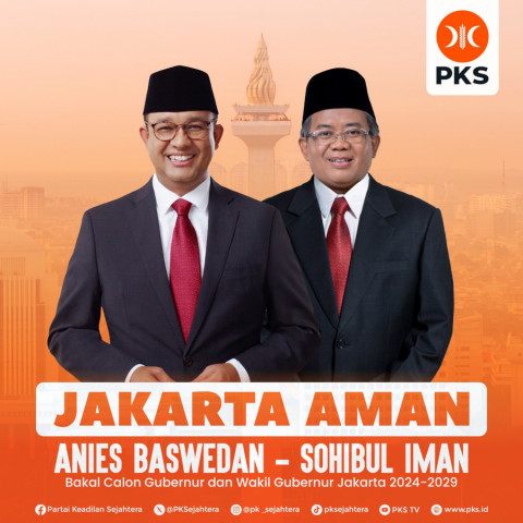 Partai Keadilan Sejahtera (PKS) Resmi usung duet Anies Rasyid Baswidan - Mohamad Sohibul Iman Anies-Sohibul disingkat AMAN untuk Pilkada Jakarta. Matapedia6.com/Istimewa