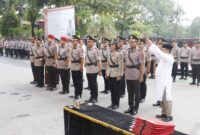 Kapolresta Barelang Kombes Pol Nugroho Tri N memimpin Upacara Serah Terima Jabatan 8 Pejabat utama Polresta Barelang,  bertempat di Lapangan Apel Mapolresta Barelang, Sabtu (6/7/2024). Matapedia6.com/Dok Humas Polresta