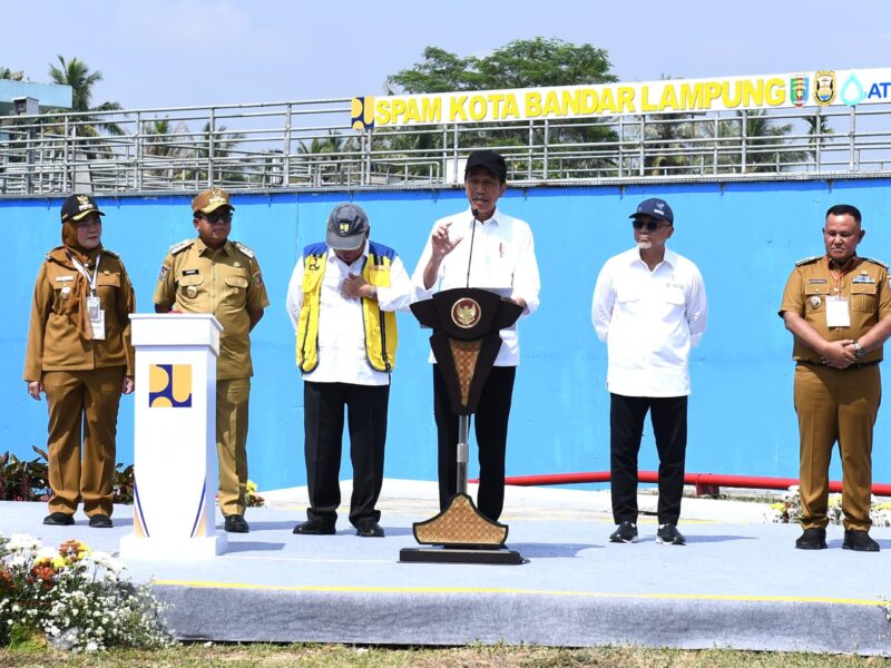 Presiden Joko Widodo meresmikan Sistem Penyediaan Air Minum (SPAM) Kota Bandar Lampung di Kabupaten Lampung Selatan, Provinsi Lampung, Senin (26/8/2024). Matapedia6.com/Dok Setneg.go.id