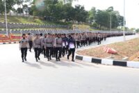 Sebanyak 207 Bintara Remaja Polda Kepri jalani tradisi pembaretan di lapangan Utama Polda Kepri, Kamis(1/8/2024). Matapedia6.com/ Dok Humas