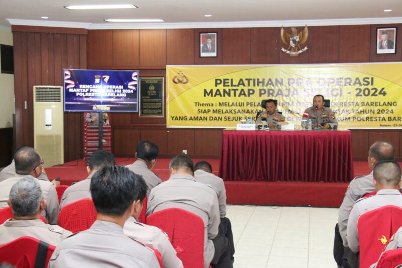 Polresta Barelang gelar pelatihan pra operasi mantap praja seligi 2024, selama dua hari di Aula Anindhita Mapolresta Barelang. Jumat (23/8/2024). Matapedia6.com/Dok humas Polresta