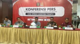 Imigrasi Batam gelar konferensi pers pada Senin (26/8). Foto:Dok/Imigrasi