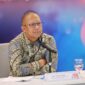 Direktur Keuangan dan Manajemen Risiko Telkom Heri Supriadi dalam acara Public Expose Live 2024 di Jakarta, Senin (26/8). Foto:Telkom