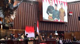 Presiden Joko Widodo menyampaikan pidatonya pada Sidang Tahunan MPR RI dan Sidang Bersama DPR RI dan DPD RI dalam rangka peringatan Hari Ulang Tahun ke-79 Kemerdekaan Republik Indonesia di Gedung Nusantara, Jakarta, Jumat (16/8/2024).Matapedia6.com/Dok Setneg