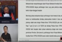 Mahkamah Konstitusi saat membacakan peraturan pencalonan kepala daerah pada Pilkada Serentak 2024, Selasa (20/8/2024). Matapedia6.com/Screenshot youtube MK.