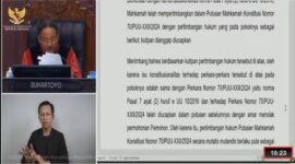 Mahkamah Konstitusi saat membacakan peraturan pencalonan kepala daerah pada Pilkada Serentak 2024, Selasa (20/8/2024). Matapedia6.com/Screenshot youtube MK.