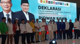 Sebanyak 12 partai usung pasangan calon gubernur dan wakil gubernur Ridwan Kamil (RK) - Suswono di Pilkada Jakarta 2024, deklarasi digelar di The Sultan Hotel, Senayan, Jakarat, Senin (19/8/2024). Matapedia6.com/Istimewa