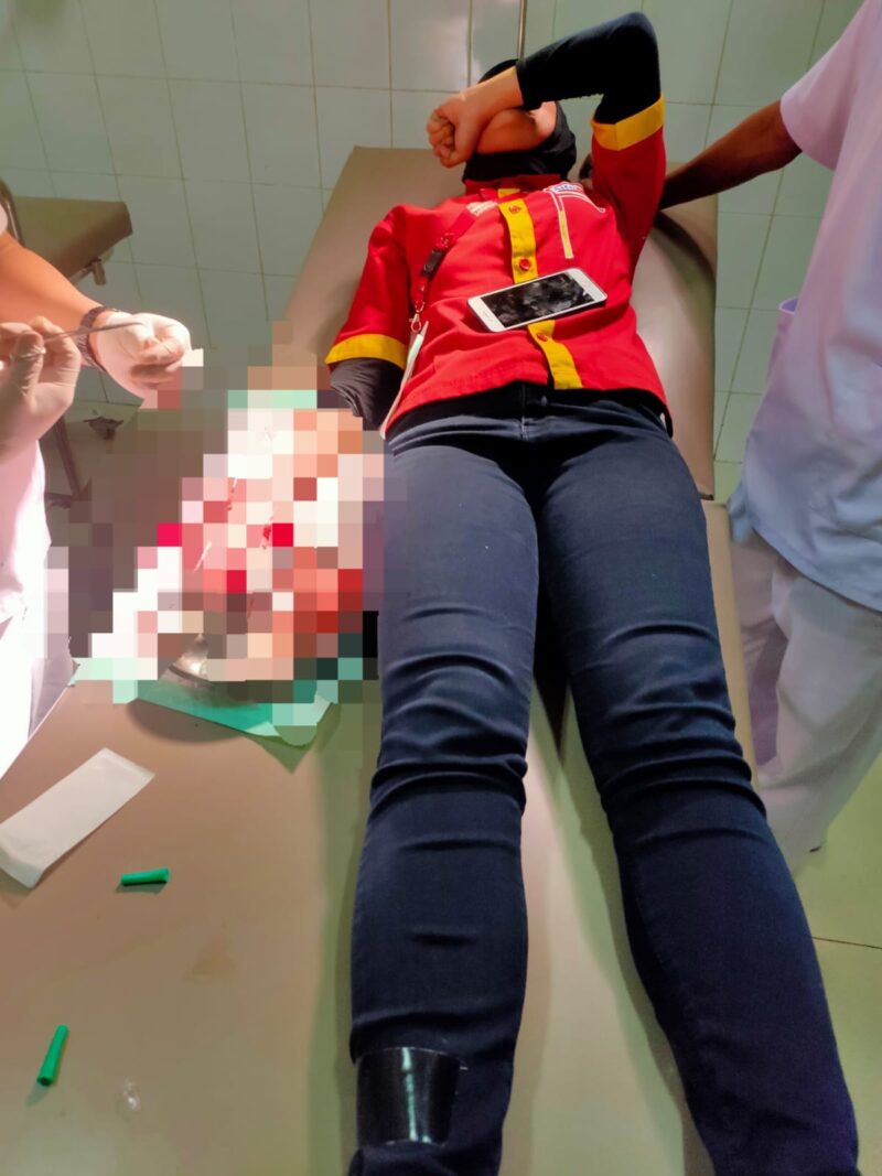 Kondisi korban karyawan Alfamart Krisma Susanti di Sagulung yang dirampok, Senin (3/9/2024). Matapedia6.com/Istimewa
