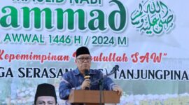 Calon Wakil Gubernur Kepri  (Cawagub)  Kepri 2024, Nyanyang Harris Pratamura, menghadiri Peringatan Maulid Nabi Muhammad SAW 1446 H/2024 M bersama Himpunan Keluarga Serasan (HKS) Tanjungpinang, (16/9/2024). Matapedia6.com/Dok Nyanyang.