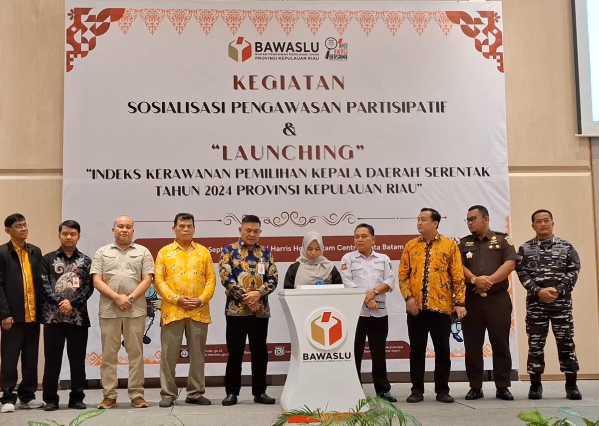 Badan pengawas pemilu (Bawaslu) Kepri rilis peta kerawanan Pemilihan Kepala Daerah (Pilkada) di Provinsi Kepri, di Hotel Harris Batam Centre, Rabu (18/9/2024). Matapedia6.com/ Luci