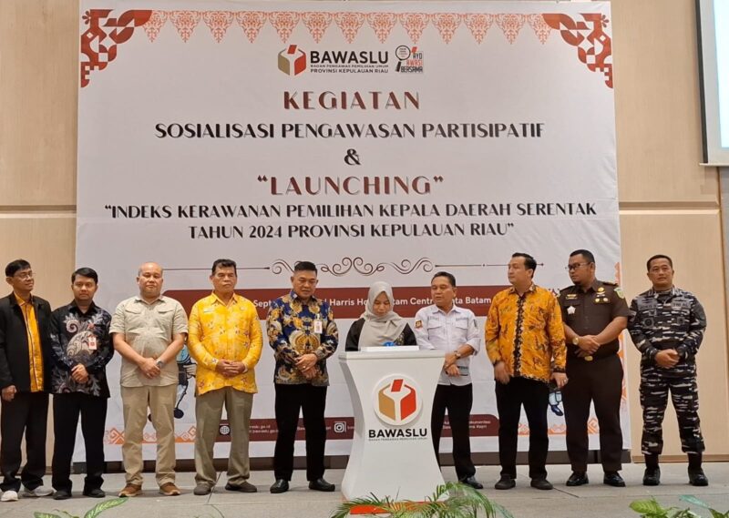 Badan pengawas pemilu (Bawaslu) Kepri rilis peta kerawanan Pemilihan Kepala Daerah (Pilkada) di Provinsi Kepri, di Hotel Harris Batam Centre, Rabu (18/9/2024). Matapedia6.com/ Luci