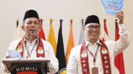 Pasangan calon (paslon) Gubernur dan wakil Gubernur Ansar Ahmad-Nyanyang Haris Pratamura memperoleh nomor urut 1, untuk Pilkada Serentak di Kepri, Senin (23/9/2024). Matapedia6.com/ Luci