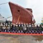 Galangan kapal Batam PT Palindo Marine  Sei Lekop, Sagulung, sukses luncurkan kapal canggih untuk pemetaan, deteksi dan survei bawah laut milik Kementerian Pertahanan (Kemenhan) RI, jenis kapal Bantu Hidro Oseanografi (BHO) Ocean Going dengan panjang 105 meter, Selasa (24/9/2024). Matapedia6.com/ Luci
