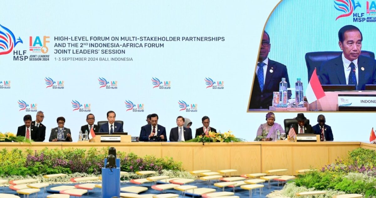 Presiden Jokowi resmi buka High-Level Forum on Multi-Stakeholder Partnerships (HLF MSP) dan Indonesia-Africa Forum (IAF) ke-2 Joint Leaders Session 2024, di Hotel Mulia Nusa Dua Bali, Senin (2/9/2024). Matapedia6.com/Dok Setneg