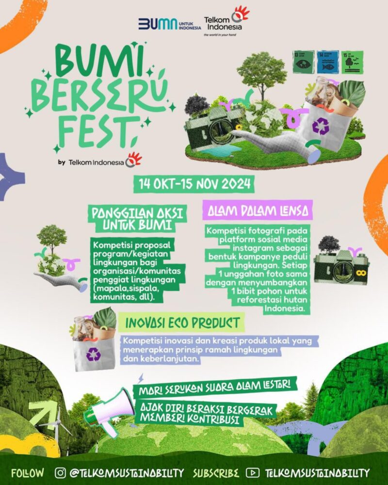 Kompetisi Bumi Berseru Fest, Dibuka 14 Oktober-15 November 2024. Foto:Telkom
