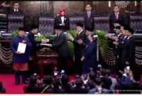 Screenshot YouTube Sekretariat Presiden pelantikan presiden dan wakil presiden, Minggu (20/10). Foto:Istimewa/matapedia