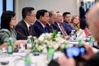 Presiden Republik  Indonesia Prabowo Subianto hadiri pertemuan strategis dengan anggota The United States – Indonesia Society (USINDO) di Ruang Dumbarton, Hotel Four Seasons, Washington DC, Senin (11/11/2024)