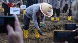Kapolda Kepri Irjen Pol Yan Fitri Halimansyah saat melaksanakan penanaman jagung dilokasi lahan yang menjadi wujud nyata kepedulian Polda Kepri dalam mendung Asta cita bidang ketahanan pangan, Senin (15/11/2024)
