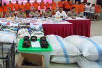 Polda Kepri hadirkan sisik trenggiling saat konferensi pers di gedung Lancang Kuning Polda Kepri beberapa waktu lalu. Matapedia6.com/ Luci