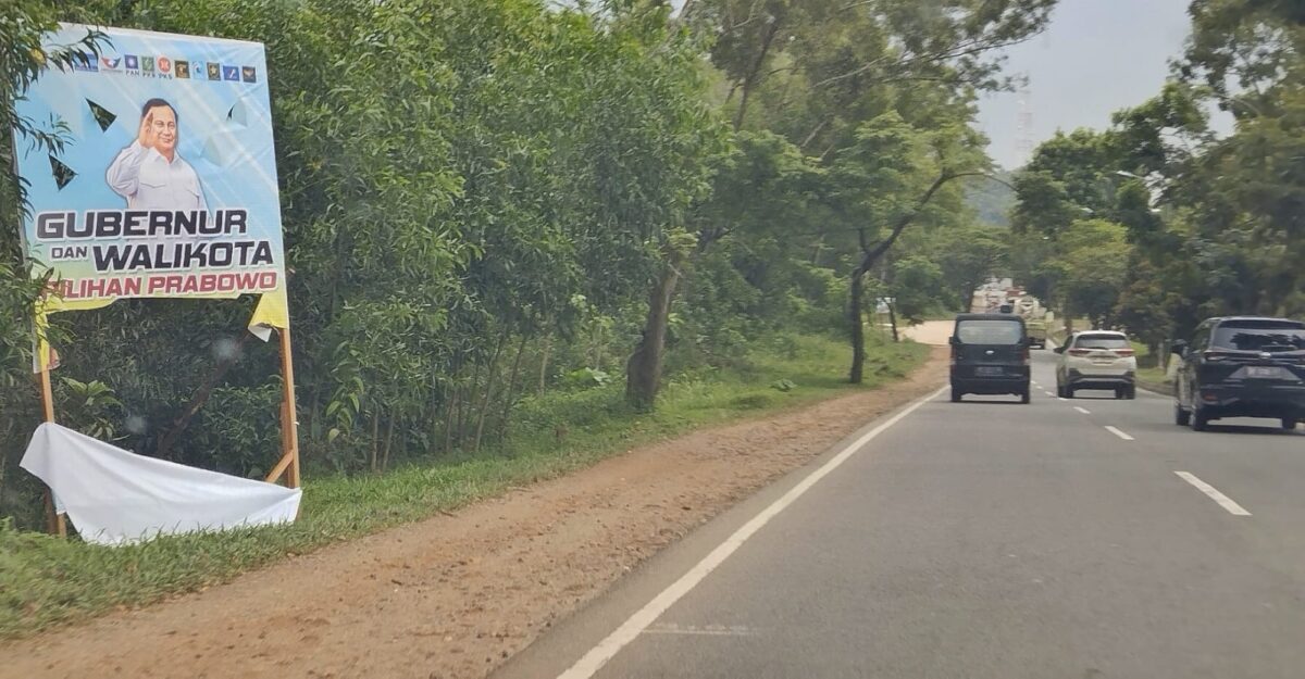 Baliho pasangan calon gubernur Kepri nomor urut satu Ansar-Nyanyang yang dirusak orang tidak dikenal disalah satu ruas jalan di Batam, Sabtu (24/11/2024). Matapedia6.com/ Dok Agus